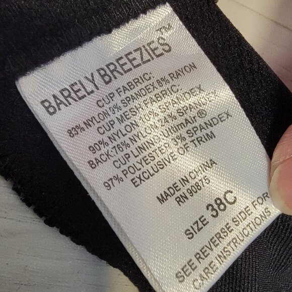 Y2K Barely Breezies Lace nylon underwire bra, size 38C - Picture 11 of 12